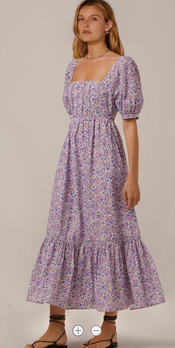 Favorite Daughter The Mirka Midi Dress Purple Floral Womens 0